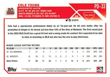 2023 Topps Pro Debut #PD-33 Cole Young Back