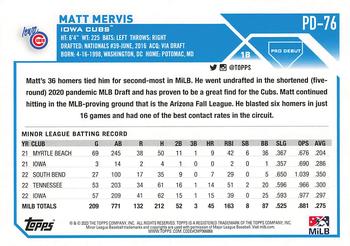2023 Topps Pro Debut #PD-76 Matt Mervis Back