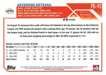 2023 Topps Pro Debut #PD-93 Aeverson Arteaga Back