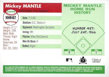 2007 Topps Updates & Highlights - Mickey Mantle Home Run History #MHR487 Mickey Mantle Back
