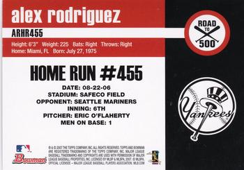 2007 Bowman Sterling - Alex Rodriguez: Road to 500 #ARHR455 Alex Rodriguez Back