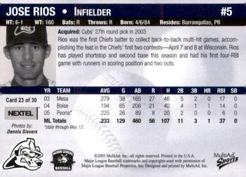 2005 MultiAd Peoria Chiefs #23 Jose Rios Back