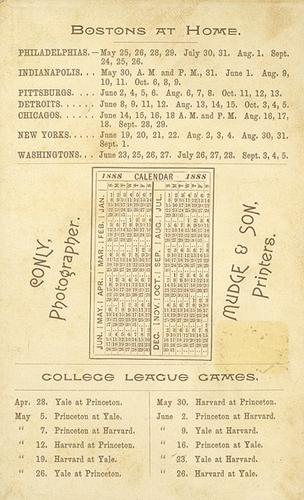 1888 Conly Studio Boston Red Stockings Cabinets #NNO John Clarkson Back