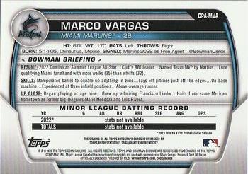 2023 Bowman Chrome - Chrome Prospect Autographs #CPA-MVA Marco Vargas Back