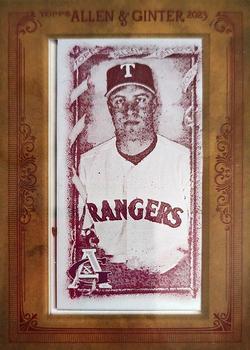 2023 Topps Allen & Ginter - Mini Framed Printing Plate Magenta #315 Mark Teixeira Front