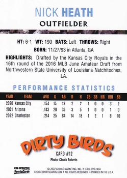 2022 Choice Charleston Dirty Birds (1st Half) #12 Nick Heath Back