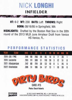 2022 Choice Charleston Dirty Birds (1st Half) #15 Nick Longhi Back