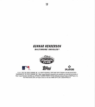 2023 Stadium Club - Oversized Master Photo Variations #19 Gunnar Henderson Back