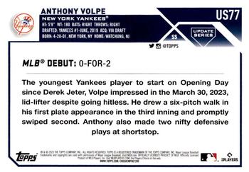 2023 Topps Update - Gold Foil #US77 Anthony Volpe Back