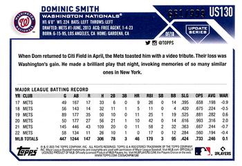 2023 Topps Update - Blue Foil #US130 Dominic Smith Back