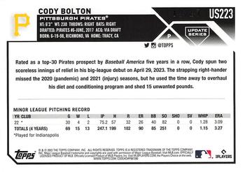 2023 Topps Update - Memorial Day Camo #US223 Cody Bolton Back