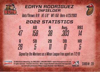 2023 Choice Modesto Nuts #20 Edryn Rodriguez Back