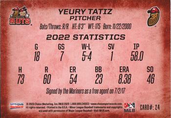 2023 Choice Modesto Nuts #24 Yeury Tatiz Back