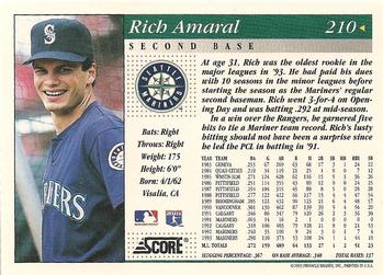 1994 Score #210 Rich Amaral Back