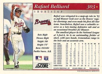 1994 Score #303 Rafael Belliard Back