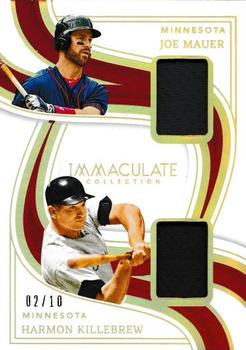 2023 Panini Immaculate Collection - Dual Legends Materials Holo Gold #DLM-MK Joe Mauer / Harmon Killebrew Front
