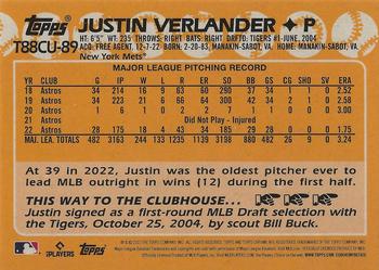 2023 Topps Update - 1988 Topps Baseball 35th Anniversary Chrome Silver Pack #T88CU-89 Justin Verlander Back