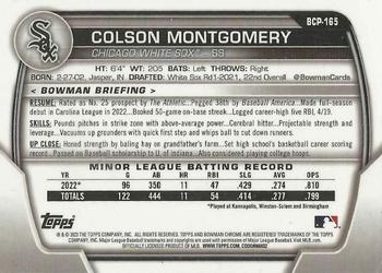 2023 Bowman Chrome - Chrome Prospects Mojo Refractor #BCP-165 Colson Montgomery Back