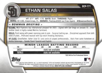 2023 Bowman Chrome - Chrome Prospects Mojo Refractor #BCP-171 Ethan Salas Back
