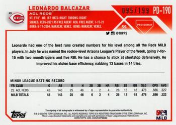2023 Topps Pro Debut - Autographs Sparkle #PD-190 Leonardo Balcazar Back