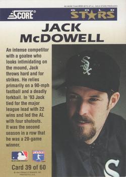 1994 Score - Gold Stars #39 Jack McDowell Back