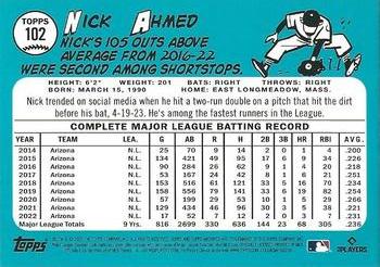 2023 Topps Archives - Aqua Sparkle Foil #102 Nick Ahmed Back