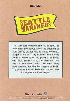 2023 Topps Archives - 1969 Topps Team History Baseball Post Card Box Topper #H69-SEA Seattle Mariners Back