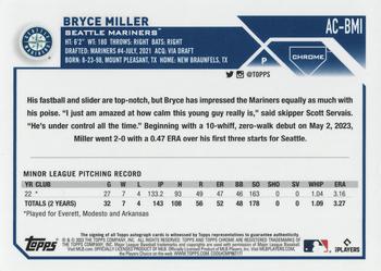 2023 Topps Chrome Update - Autographs B&W Mini Diamond #AC-BMI Bryce Miller Back