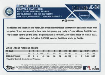 2023 Topps Chrome Update - Autographs Purple Speckle #AC-BMI Bryce Miller Back
