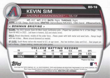 2023 Bowman Draft #BD-16 Kevin Sim Back