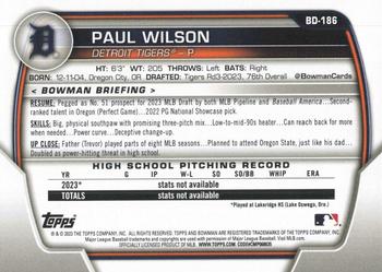 2023 Bowman Draft #BD-186 Paul Wilson Back