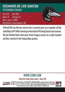 2023 Choice Great Lakes Loons #31 Richard De Los Santos Back