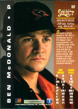 1994 Select #117 Ben McDonald Back