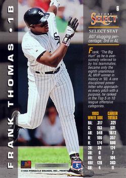 1994 Select #6 Frank Thomas Back