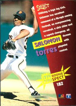 1994 Select #182 Salomon Torres Back