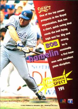 1994 Select #191 Bob Hamelin Back