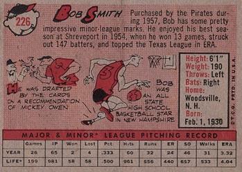 1958 Topps #226 Bob Smith Back