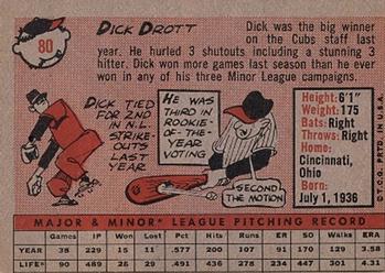 1958 Topps #80 Dick Drott Back