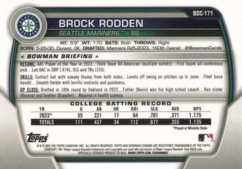 2023 Bowman Draft - Chrome #BDC-171 Brock Rodden Back