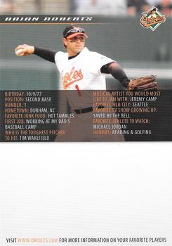 2008 Baltimore Orioles Photocards #NNO Brian Roberts Back