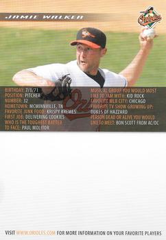 2008 Baltimore Orioles Photocards #NNO Jamie Walker Back
