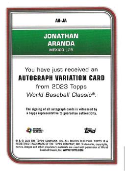 2023 Topps World Baseball Classic - Autographs #AV-JA Jonathan Aranda Back