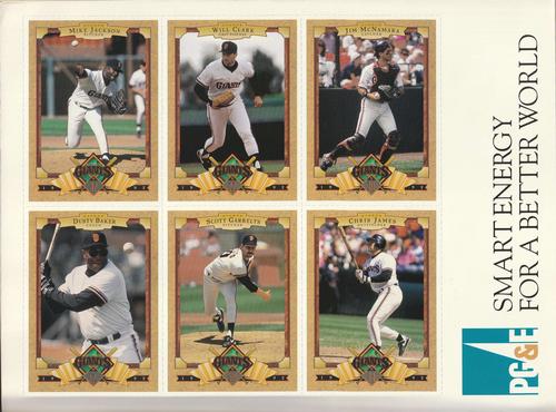 1992 PG&E San Francisco Giants - Panels #NNO Mike Jackson / Will Clark / Jim McNamara / Dusty Baker (CO) / Scott Garrelts / Chris James Front