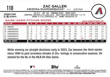 2024 Topps #110 Zac Gallen Back