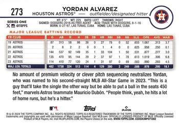 2024 Topps #273 Yordan Alvarez Back
