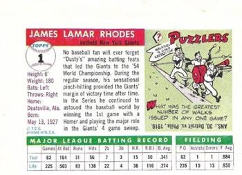 1955 Topps Sports Illustrated #1 Dusty Rhodes Back