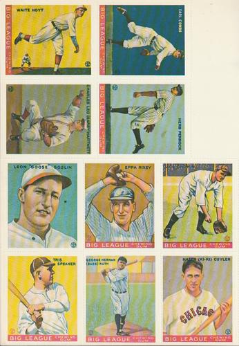 1978 Dover Publications Hall of Fame Cards Reprints - Panels #23/60/74/89/103/110/138/144/189/202 Waite Hoyt / Earl Combs / Gabby Hartnett / Herb Pennock / Goose Goslin / Eppa Rixey / Joe Cronin / Tris Speaker / Babe Ruth / Kiki Cuyler Front