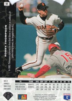 1994 SP - Die Cut #94 Robby Thompson Back