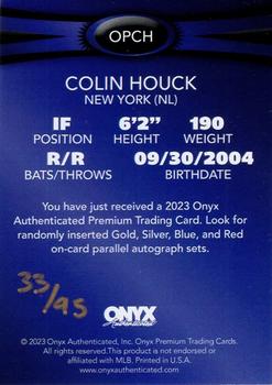 2023 Onyx Premium #OPCH Colin Houck Back
