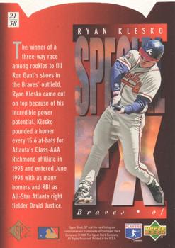 1994 SP - Special FX #21 Ryan Klesko Back